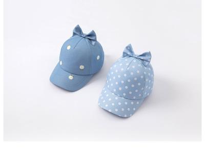 China Light Blue Baseball Cap With Dot Pattern And Bow Tie On Top for sale