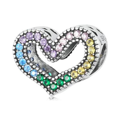 China CLASSIC ATHENAA Rainbow Crystal 925 Sterling Silver Snake Infinite Love Heart Charm For Bracelet Women DIY Original Jewelry for sale