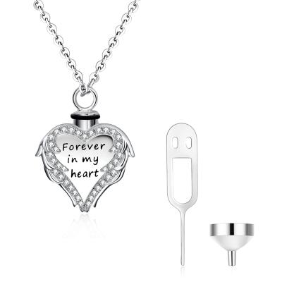 China CLASSIC ATHENAA 925 Sterling Silver Heart Urn Necklaces for ashes cremation keepsake jewelry 14k white gold plated for sale