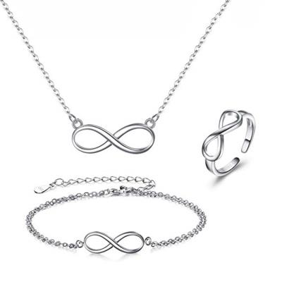 China Tasty Nickel and Lead Free Bracelet Ring Women Jewelry Set of 925 Sterling Silver Infinity Love Minimalist Necklace for sale