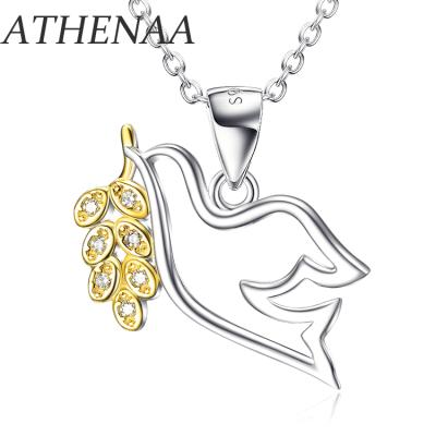 China Lead Free Gold Plated Nickel Plated Statement Jewelry Al por Mayor ATHENAA joyas de plata 925 Sterling Silver Necklace Dove Pendant 18K for sale