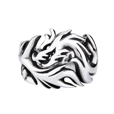 China Advance Fashion Vintage Jewelry Joyeria Acero Inoxidable De Marca Stainless Steel Dragon Ring Free Adjustable Men ATHENAA for sale