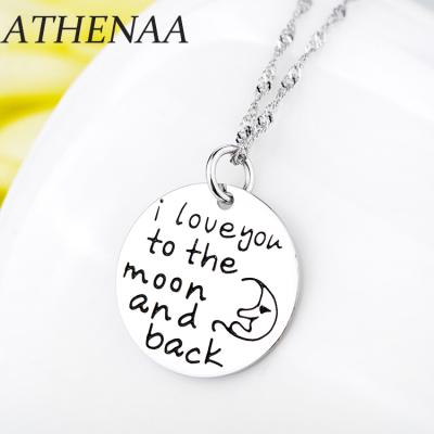 China ATHENAA Silver Jewelry 925 Sterling Silver Necklaces I Love You To The Moon And Back Pendant Necklace Women Lovers Accessories for sale