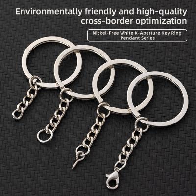 China Metal Chain Sliver 32mm Keychain Long Round Key Ring Split Key Chain Jewelry Making DIY Wholesale for sale