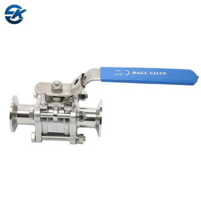 China Dairy Stainless Steel SS304 SS316L Food Grade 3 Piece Tri Clamp Ball Valve for sale