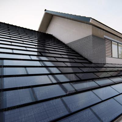 China Unbrackble hqmount new design solar panel roof tiles 22kw 35kw 55kw 75w solar energy BIPV solar pv roof tiles for house for sale