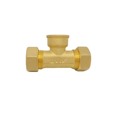 China Home Kitchen Fittings Three Way Tee Plumbing Male Square Equal China Supplier 1/2 Inch Yellow Brass Color Water Oil Base ISO 9001 gas for sale