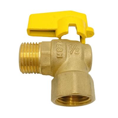 China Home Kitchen Angle Gas Brass Ball Valve With Yellow Pneumatic Female And Male Handle 3 Years Hose High Temperature Male/Femal Thread BOYATU for sale