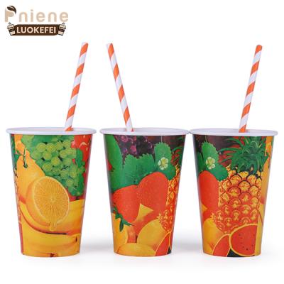 China Disposable Cold Drinking Paper Cups Company Logo Printed Single Wall Paper Juice Cups for sale