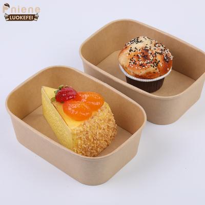 China Disposable Custom Logo Printed Rectangular Square Salad Bowl Takeaway Food Grade Eco Friendly Paper Lunch Box for sale