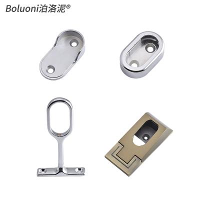 China Zinc Alloy Pipe Wardrobe Clothes Rail Support Clamp Base Tube Clothes Rack Modern Oval Seat Holder Fastener for sale