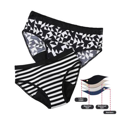 China Anti-Bacterial New design plus size 4XL Menstrual Panties Teen Girl Leak Proof brief printed Argyle Period Panties Underwear For Women for sale