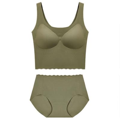 China QUICK DRY high quantity basic bralette padded hippie top women tube set tank top bra and panties two piece seamless set for sale