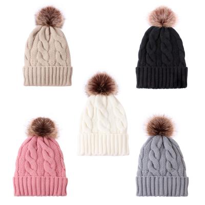 China Custom Label Hk30 COMMON Logo Solid Color Warm Cap Winter Woven Acrylic Knitted Cuffed Beanie Knit Hat With for sale