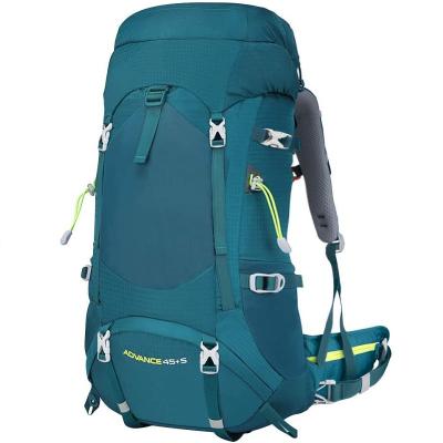 China Quality Guarantee Large Capacity Waterproof Green Climbing Backpack With Rain Cover 50L Mountain Backpacks for sale