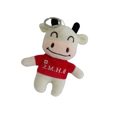 China Cute Stuffed Plush Toy 2021 Fashion Cow Cattle Bull Key Chain Soft Fluffy Keychain Stuffed Toy Kids Girls Birthday New Year Gift for sale