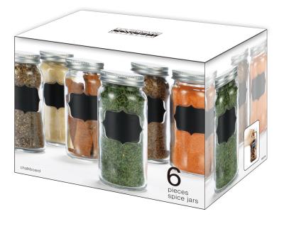 China 6 pieces lovely spice jars with chalkboard for your kitchen，colorful your life for sale