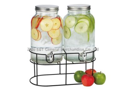 China 1.5 gallons Vintage dual beverage dispenser with stand & Storage jars For juicer  , wine drinking for sale