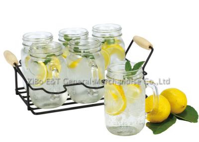 China 7 pieces 16oz drinking glass caddy with metal stand For parties , resturants for sale