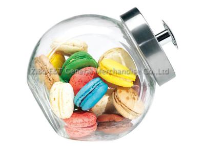 China 3L Medium Kitchen Glass Storage Jars with metal lid  /  large glass cookie jar for sale