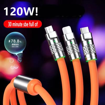 China Geeky Zinc Alloy MP3/MP4 Player Cable 3-in-1 120W Charging 1 Tow 3 Power High-Speed ​​Data Cable for sale