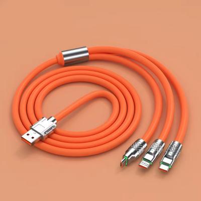 China Geeky MP3/MP4 Player Cable Power Data Cable 3 Fast Charging 1-in-1 120W Towing 3 High Speed ​​Mobile Phone PVC Zinc Alloy Fast Charger For Android for sale