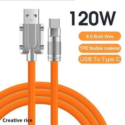 China Super Fast Charging Player 6A 120W Liquid Silicone USB Cable Type-C MP3/MP4 To IOS Lighting Charger Data Line For iPhone Xiaomi Huawei Samsung for sale