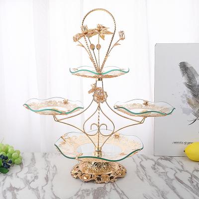 China 4 Layers Crystal Glass Fruit Tray For Home Decor Viable European And American Office for sale