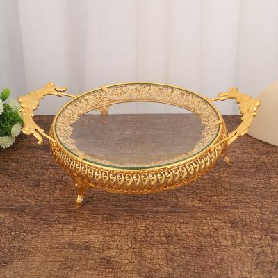 China European Golden Fruit Tray For Hotel Kitchen Decoration of Snack Cake Dish Sustainable Fashion New Style for sale