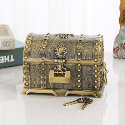 China European Luxury Retro Jewelry Storage Box Jewelry Treasure Box Earrings Necklace Jewelry Box With Zinc Alloy Lock for sale