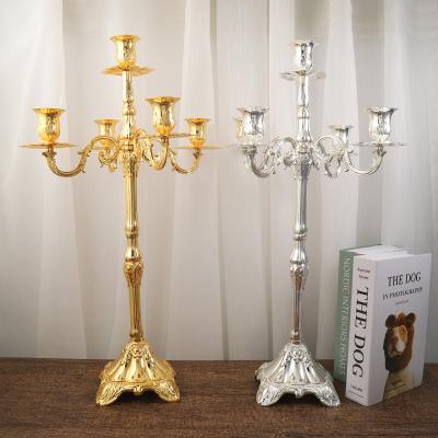 China Retro European Nordic Embossed Aromatherapy Candle Utensils Hotel Wedding Home Furniture 5-Head Candle Holders for sale