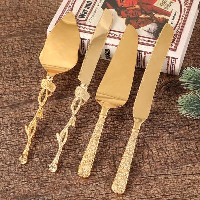 China European 2Pcs/Set Zinc Alloy Wedding Cake Server Set Cake Knife Cake Shovel Sustainable for sale