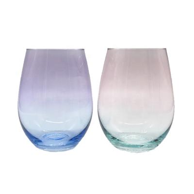 China 20oz Double Sustainable Color Stemless Wine Glasses; Multi colored stemless wine glasses for sale