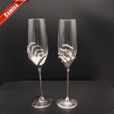 China Viable 7oz Champagne Flute of Skeleton Stem for sale