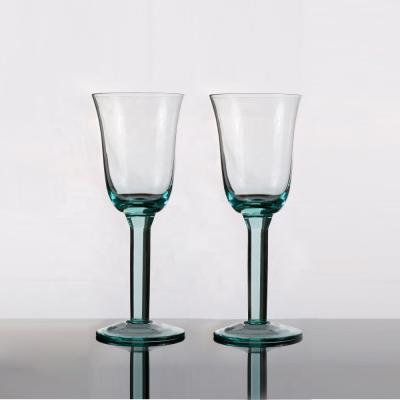 China Color Wine Glass Set Of 2 Light Blue Color Wine Glasses / Stem Wine Glass And Stemless Wine Glass for sale