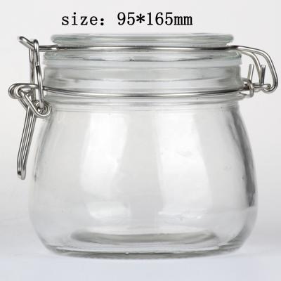 China Freshness Preservation Clear Kitchen Food Storage Seal Lock Lid Airtight Jar / Glass Jar With Metal Clip for sale