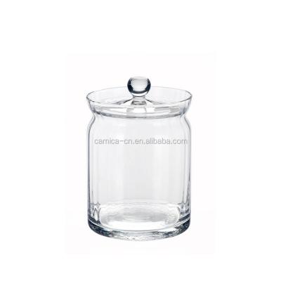 China China Handmade Glassware With Cover Soda Lime Glass For Storage Candy / Tea / Berries for sale