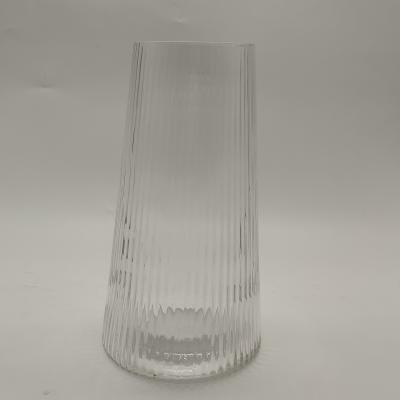 China Home Decor Hand Blown Cracked Glass Vase; Clear straight glass vase for sale