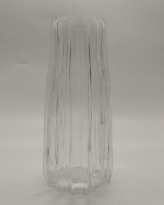 China Home Decor Hand Blown Cracked Glass Vase; Clear straight glass vase for sale