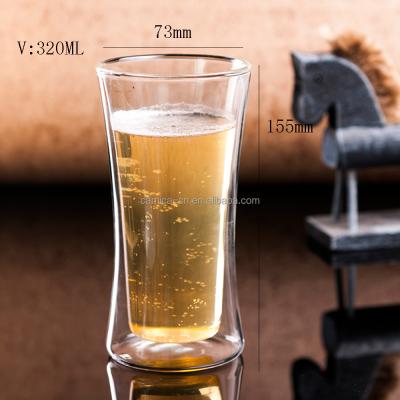 China Double Wall Handmade Glass Mug Sustainable Mouth Blown Borosilicate Clear Coffee Mug For Drinking for sale