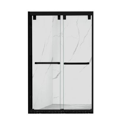 China TNS TS7306 Modern Font One Square Hinge Black Finish Double Frame Sliding Cupboards Pivot Door Shower Doors for sale