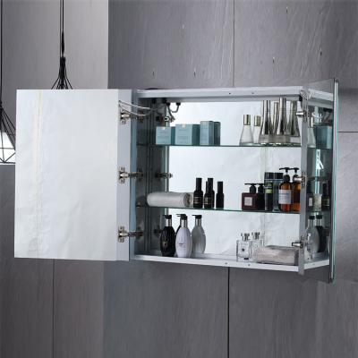 China Bright New Design Led Lighted Wall Mounted Bath Mirror Cabinet Bathroom Medicine Cabinet Smart Modern Mirror Cabinet For Bathroom for sale