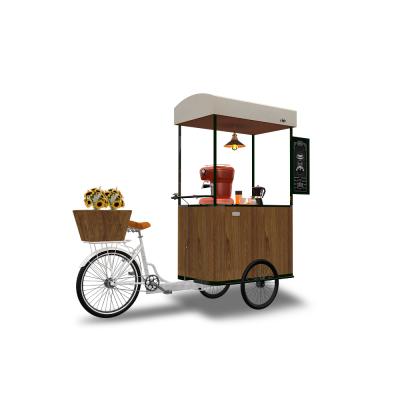 China Winery Mini Coffee Shop Mobile Cart Wooden Coffee Kiosk Cart Outdoor Luxury Style Coffee Serving Wooden Used Cart for sale