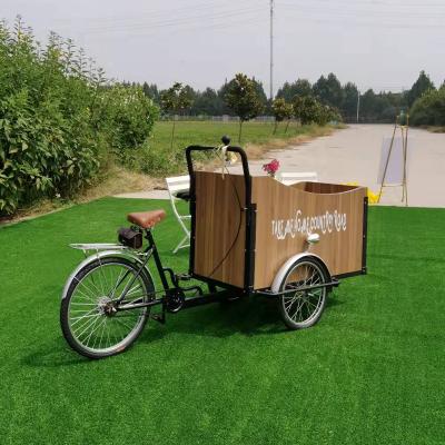 Chine China Front Loading 3 Wheel Mini Wooden Cargo Delivery Bike Pedal Three Wheel Family Two Wheel Tricycle Cargo E Bike Trailer Price à vendre