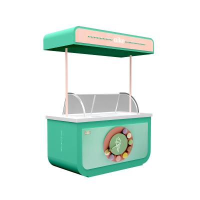 China Cheap Street Food Kiosk Small Wagen Donut Food Counter Commercial Fast Food Catering Kiosk Wooden Outdoor Kiosk Container With Rail for sale