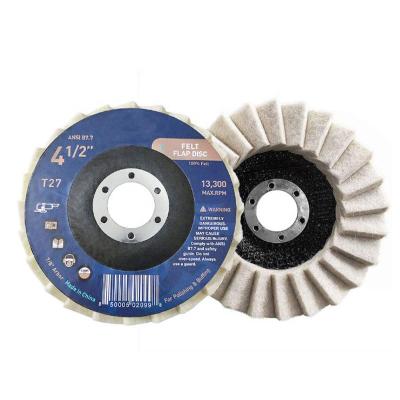 China 4.5 Inch Polishing Wool Stainless Steel Felt Polishing and Flap Polishing Discs with 7/8 Inch Shaft for Angle Grinder Felt Flap Disc for sale