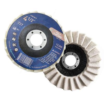 China 4.5 Inch Stainless Steel Felt Flap Disc Polishing Angle Grinder Buffing and Polishing Felt Flap Disc for sale