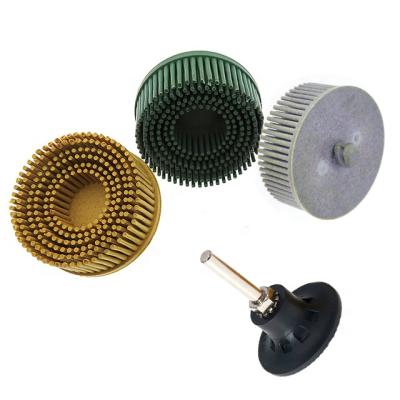 China Metal and Non-metal 2 Inch Bristle Disc with 1/4 Coating Removal Shank Attachment 50# 80# 120# White Yellow Green Abrasive Polishing for Metal for sale