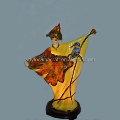 China Beautiful elegant oriental porcelain figurine antique lamp for sale