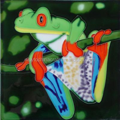 China Europe Home Decor Glazed Ceramic Frogs Hand Painted Ceramic Tiles for sale